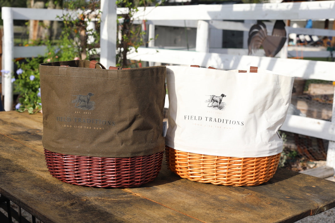 Field Traditions Olive Tote with Willow Basket Design