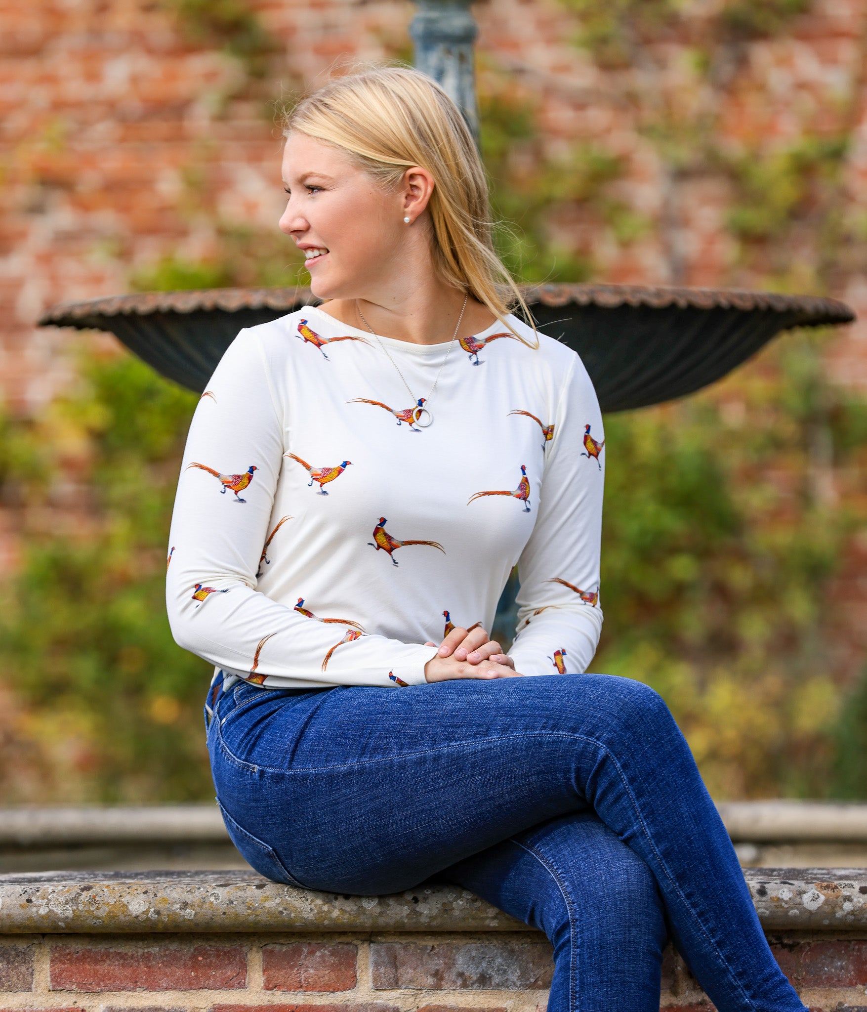 Pheasant Jersey & Bamboo Crew Neck Long Sleeve Shirt