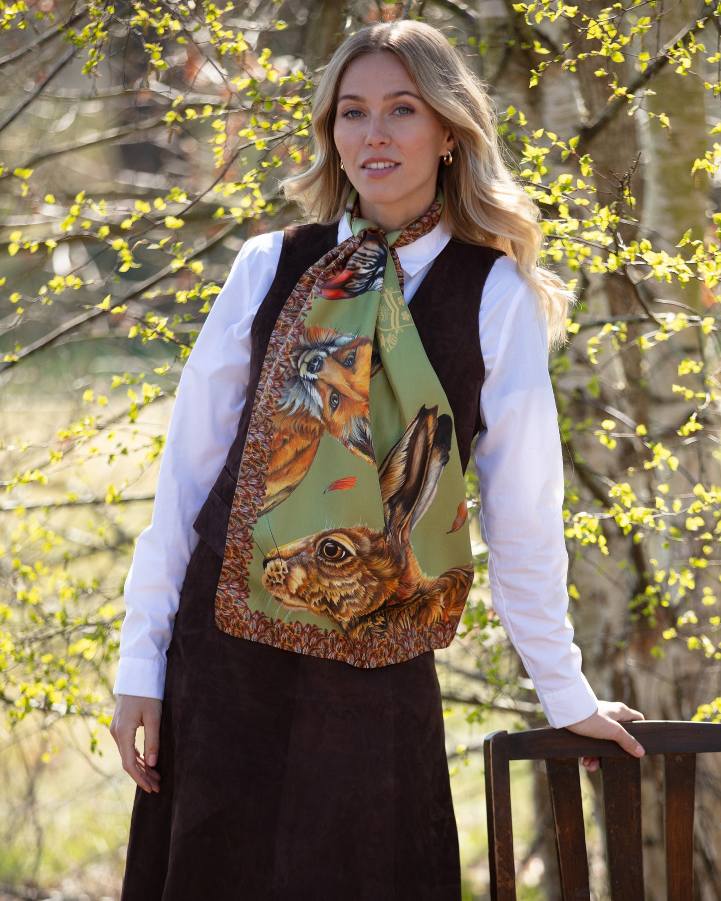 A Head of the Game Fern Classic Pure Silk Scarf