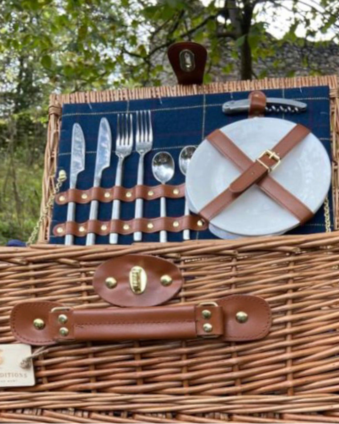 2 person Blue Tartan Picnic Hamper