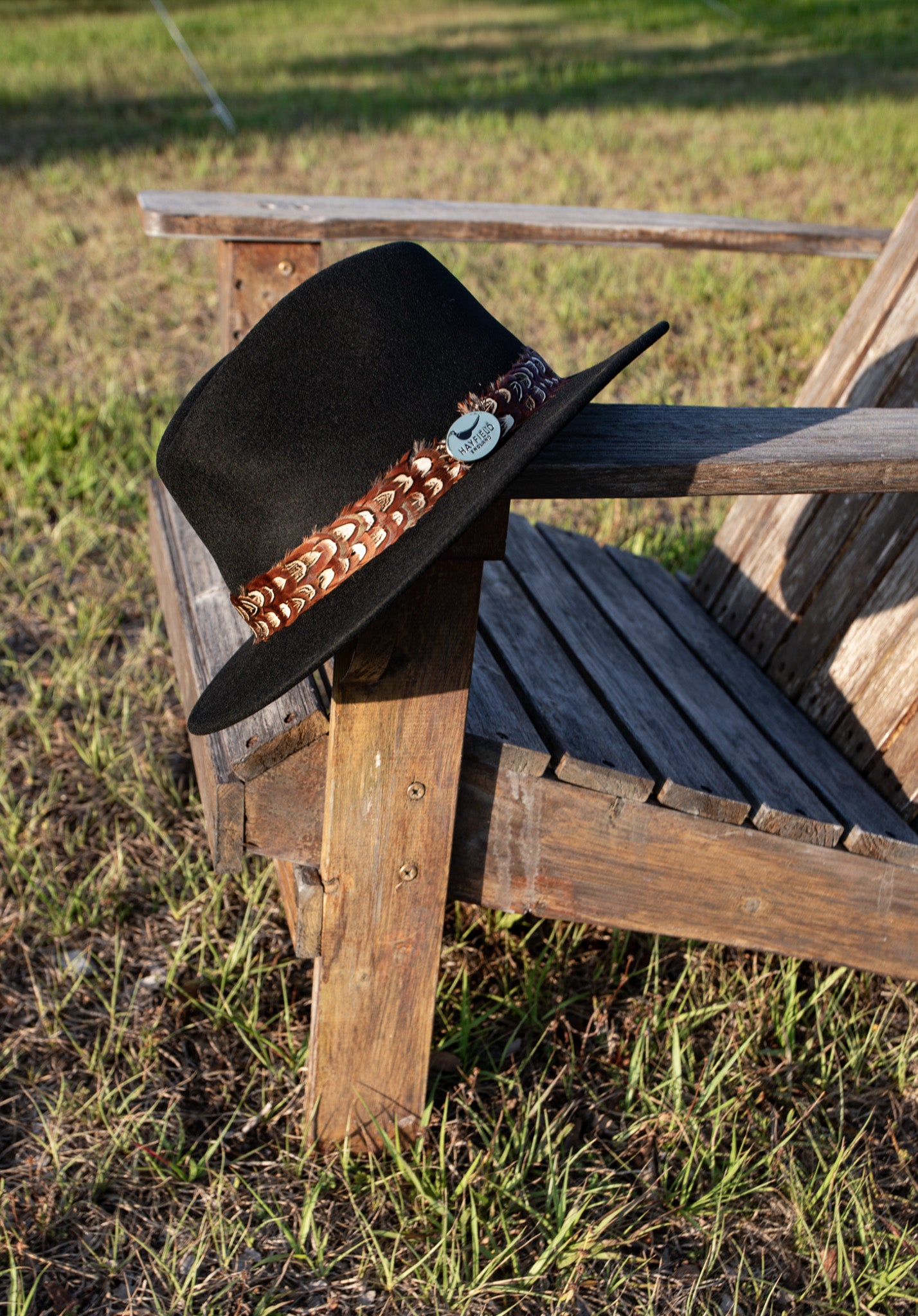 Black Fedora Hat with Pheasant Feather Band