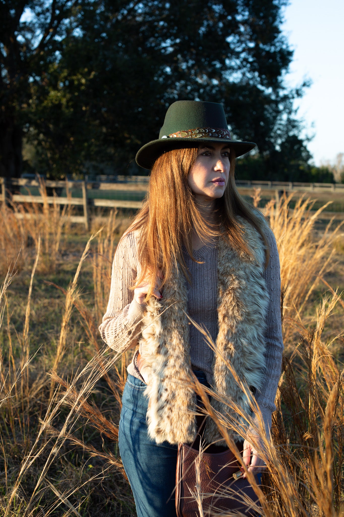 Hunter Green Fedora Hat with Pheasant Feather Band