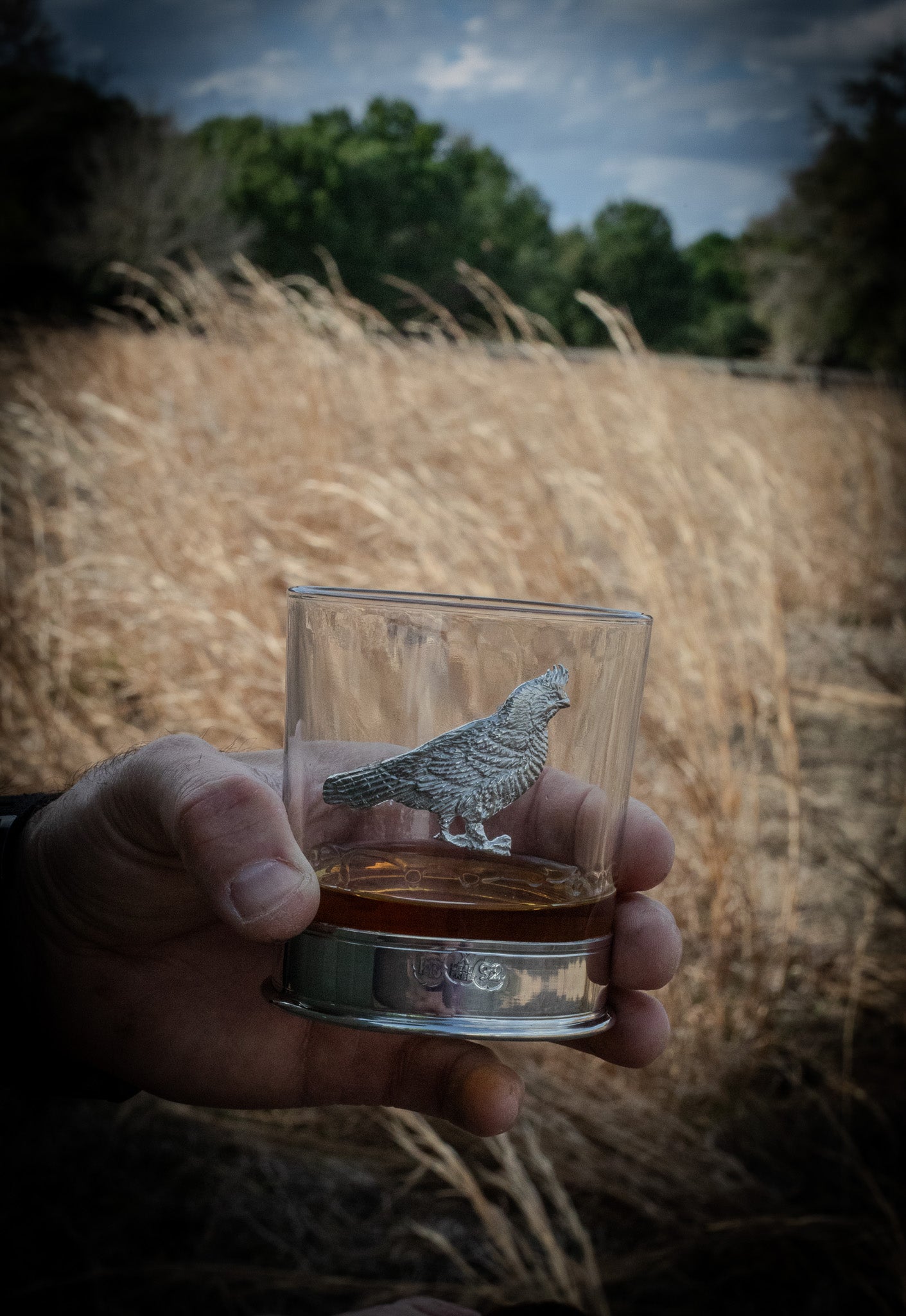 Ruffed Grouse Pewter Whiskey Glass