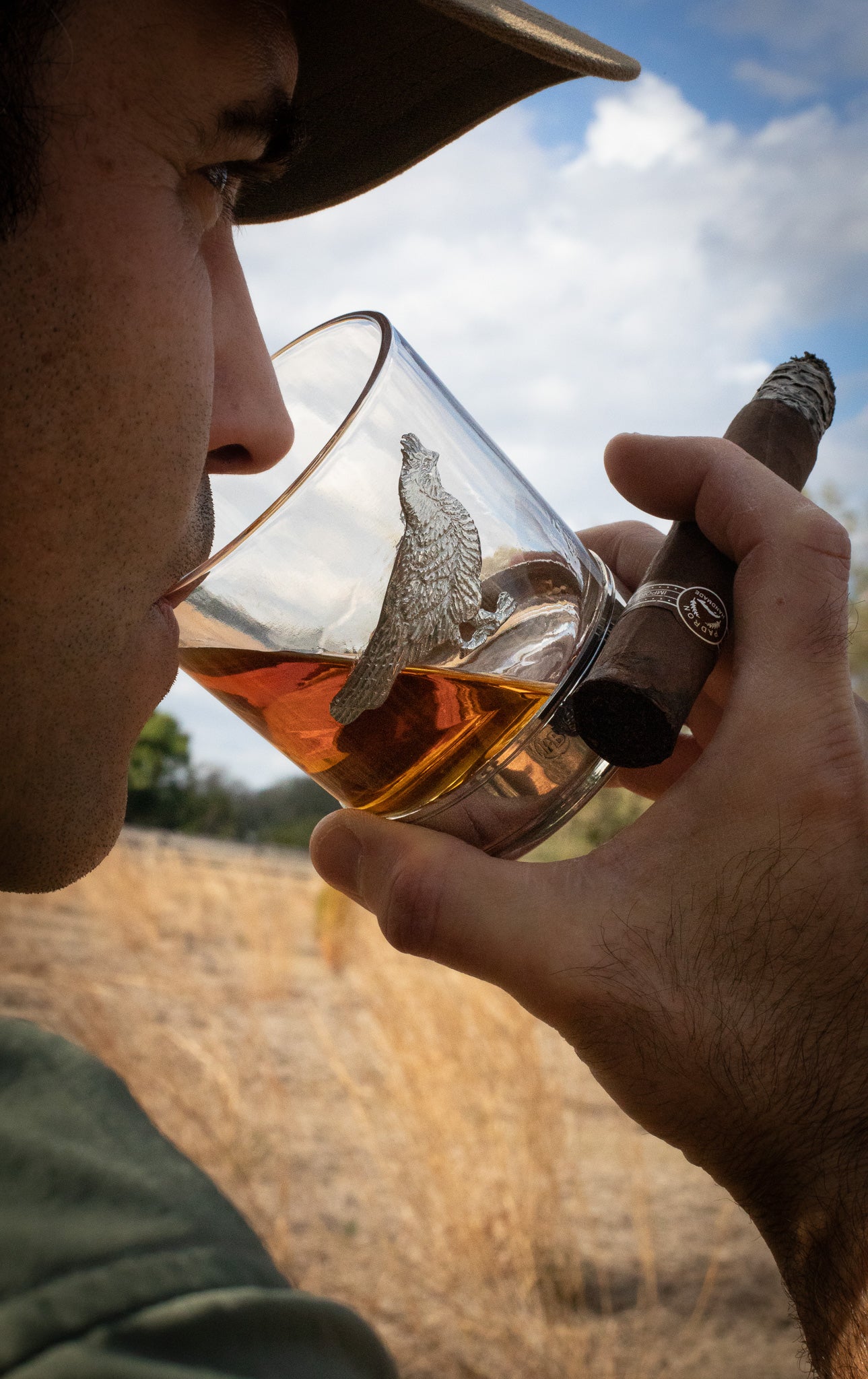 Ruffed Grouse Pewter Whiskey Glass