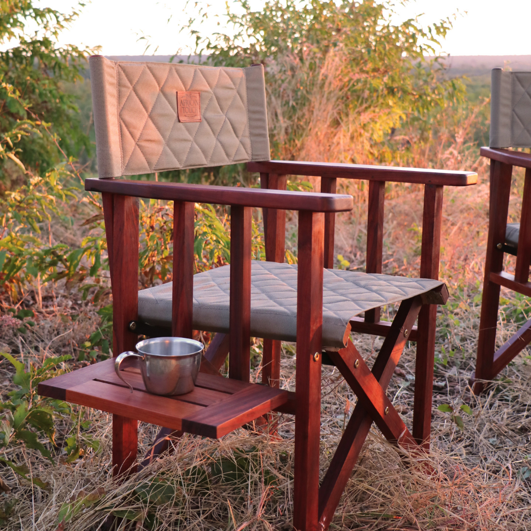 Field Traditions Folding Teak Director's Chair - Ripstop Sand Color