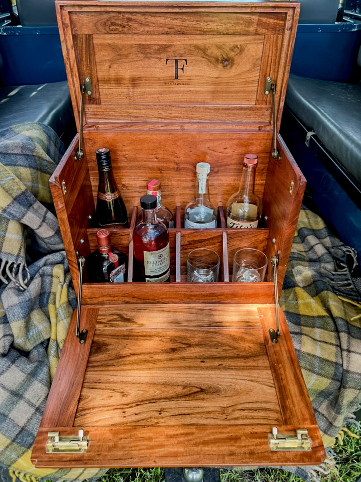 Handcrafted Teak Camp Field Bar with Solid Brass Fittings