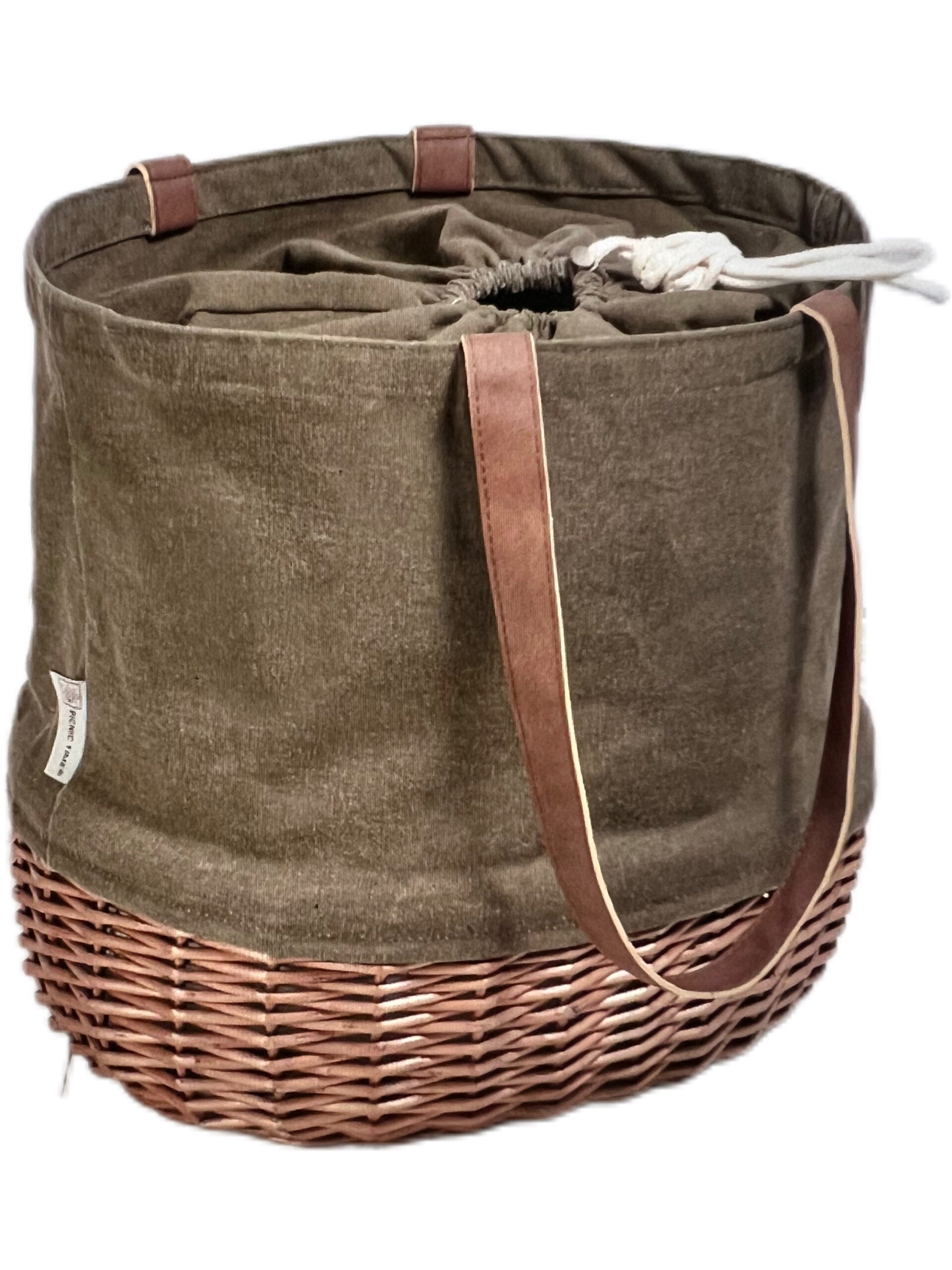Canvas and Woven Willow Basket Tote by Field Traditions