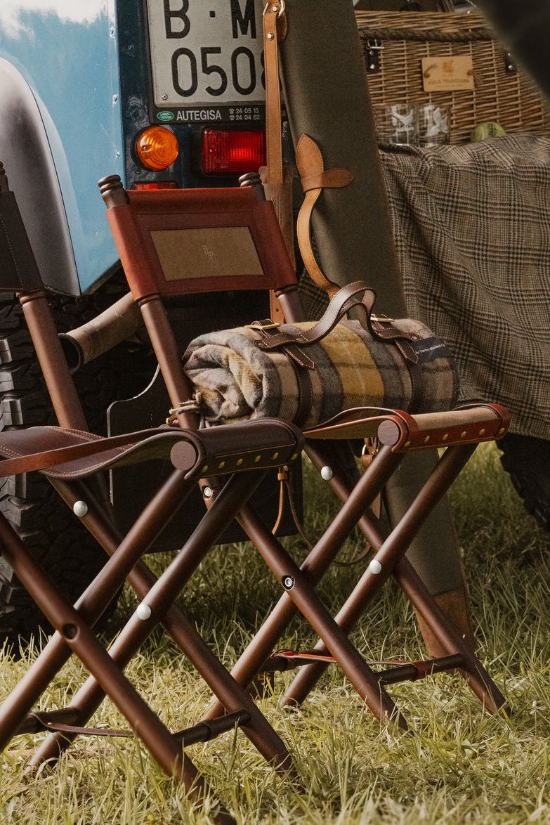 Cotswolds Safari Foldable Field Seat with Backrest – Canvas & Leather