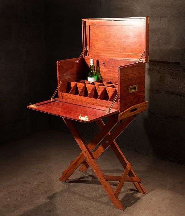 Handcrafted Safari Campaign Field Bar in African Hardwood