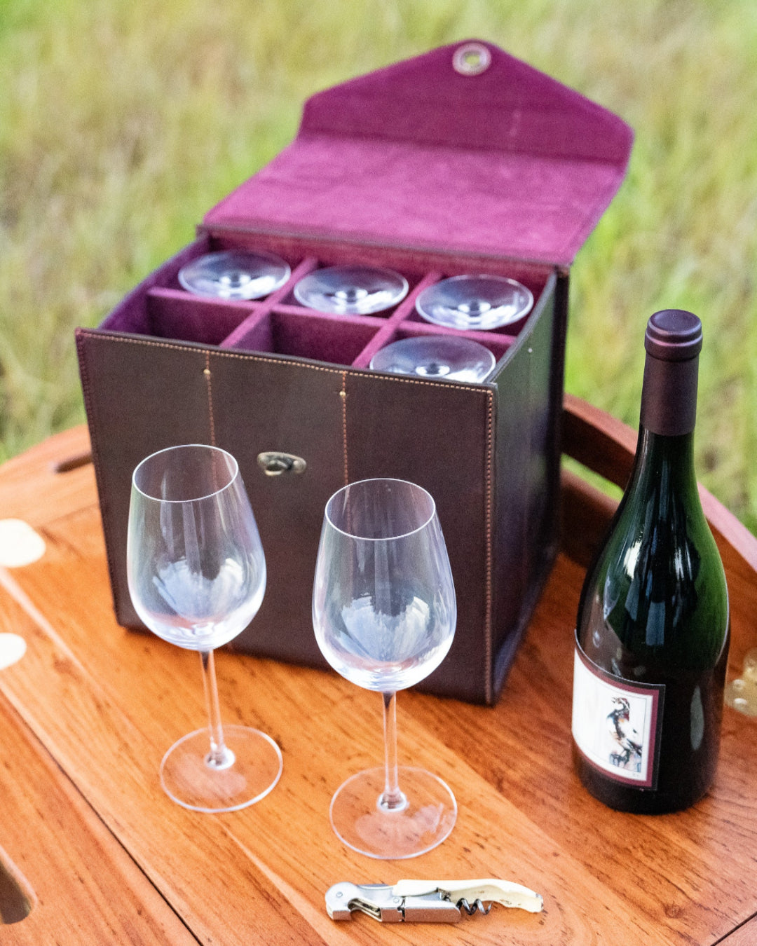 Leather Wine Glass Carrying Case