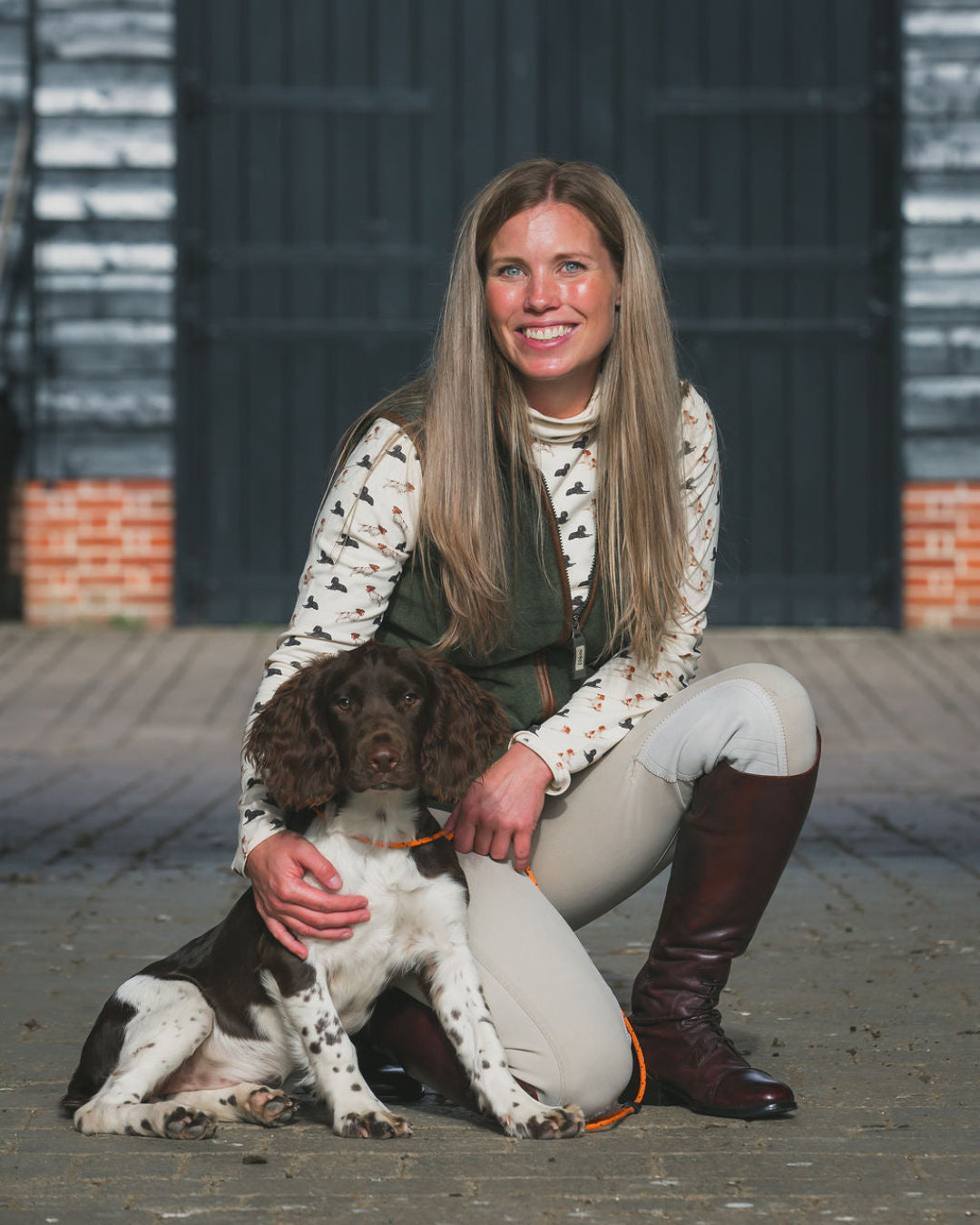 Roll Neck Top Featuring Spaniels Artwork