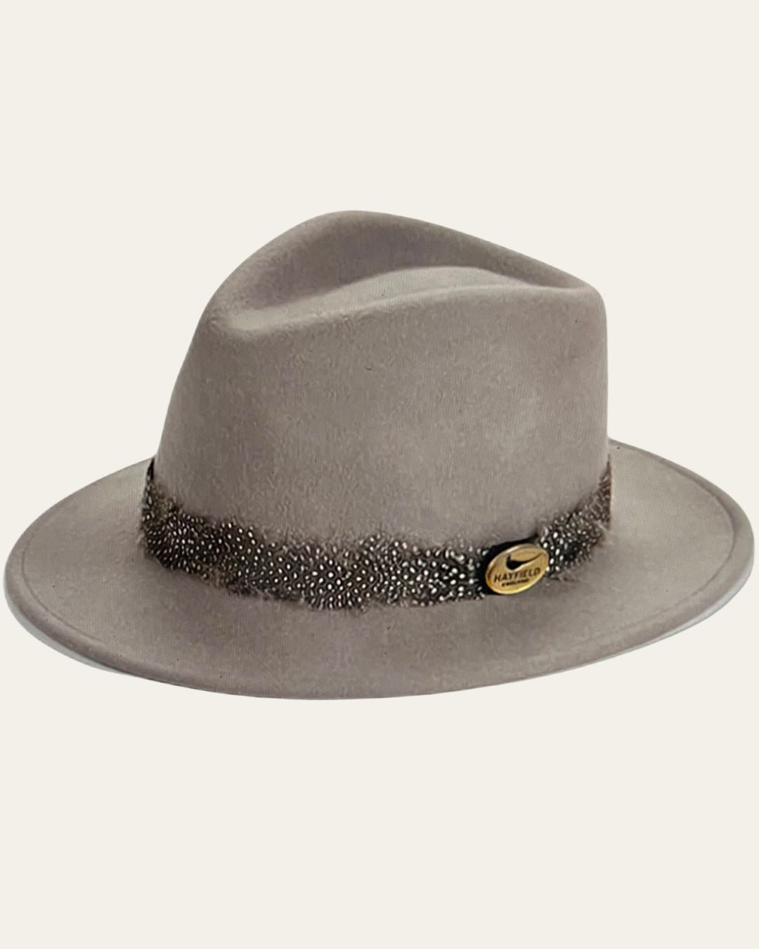 Grey with Guinea Fowl Wrap Fedora Hat