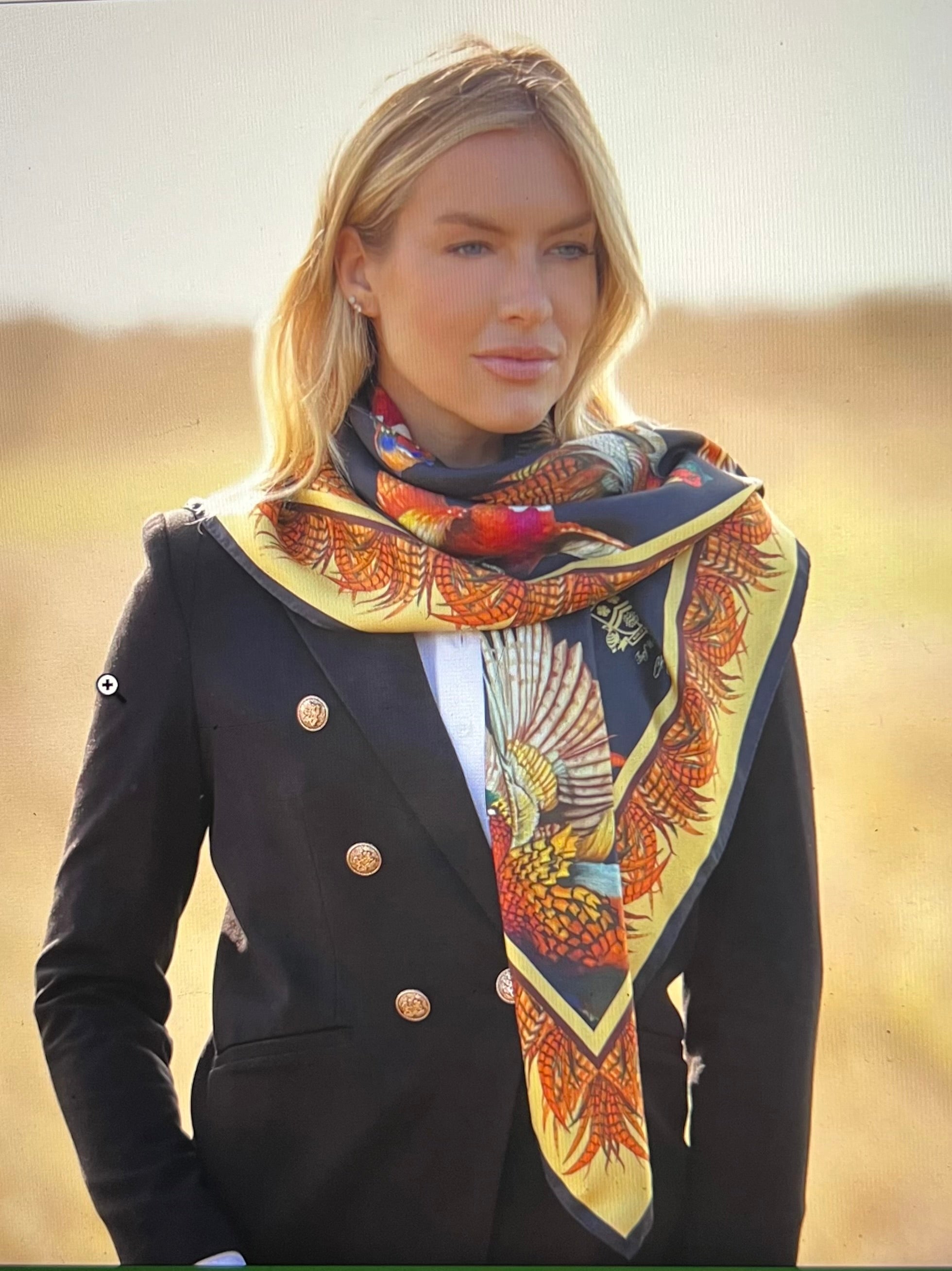 Large Square Turf War Black & Gold Silk Scarf