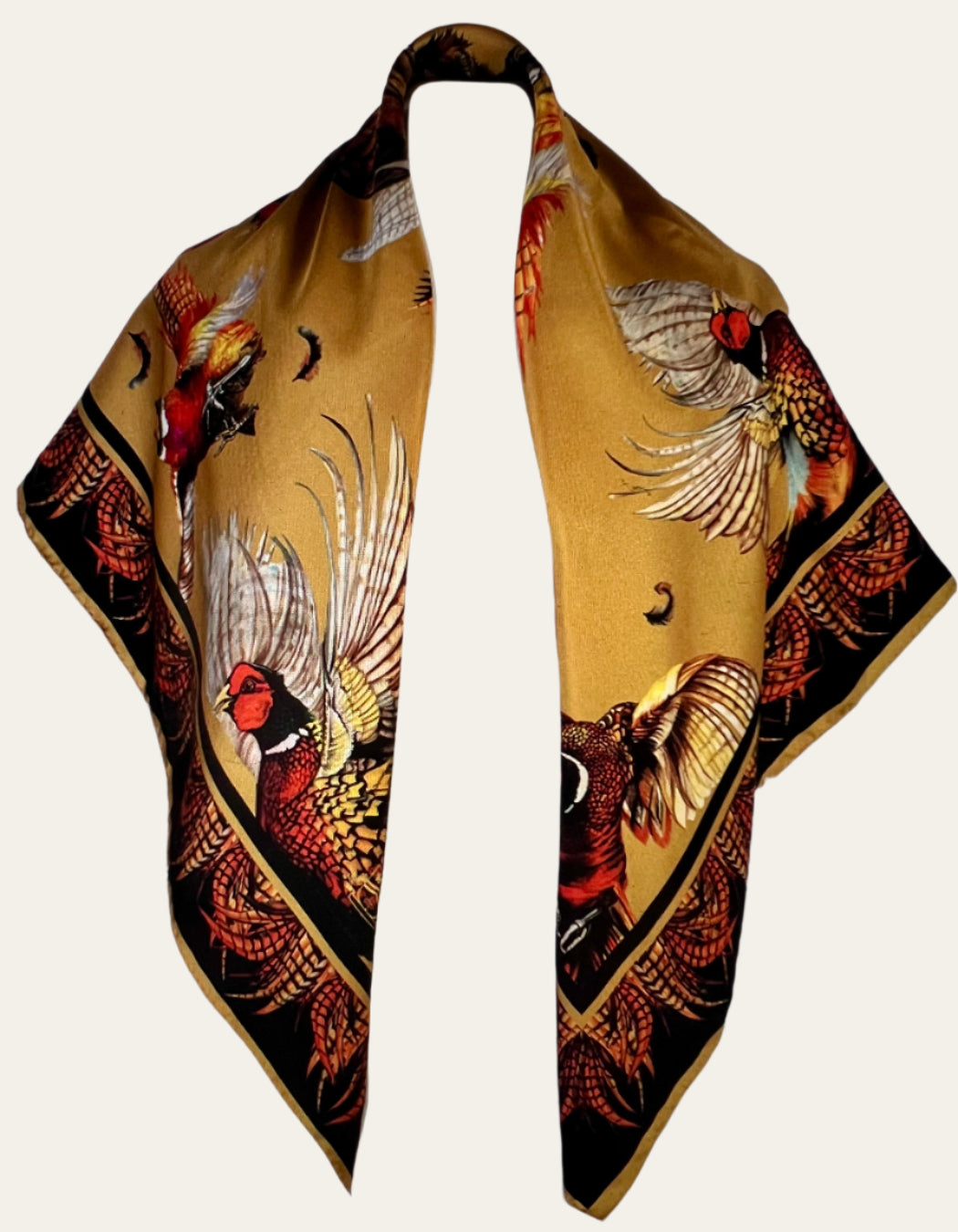 Large Square Turf War Black & Gold Silk Scarf