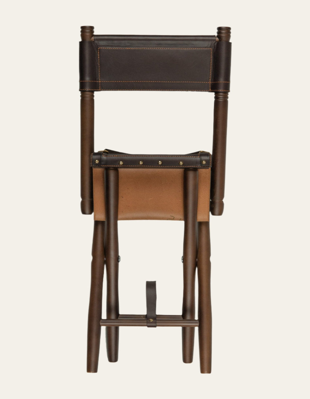 Luxury foldable leather field chair with beech wood legs and backrest