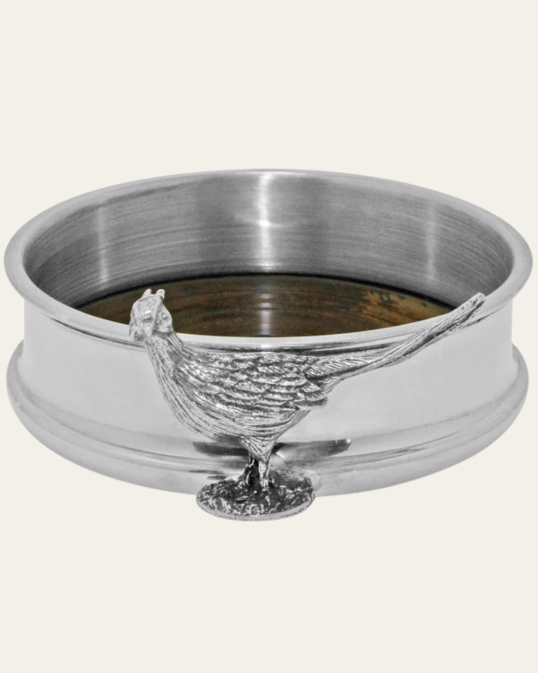 Pewter Pheasant Wine Bottle Coaster