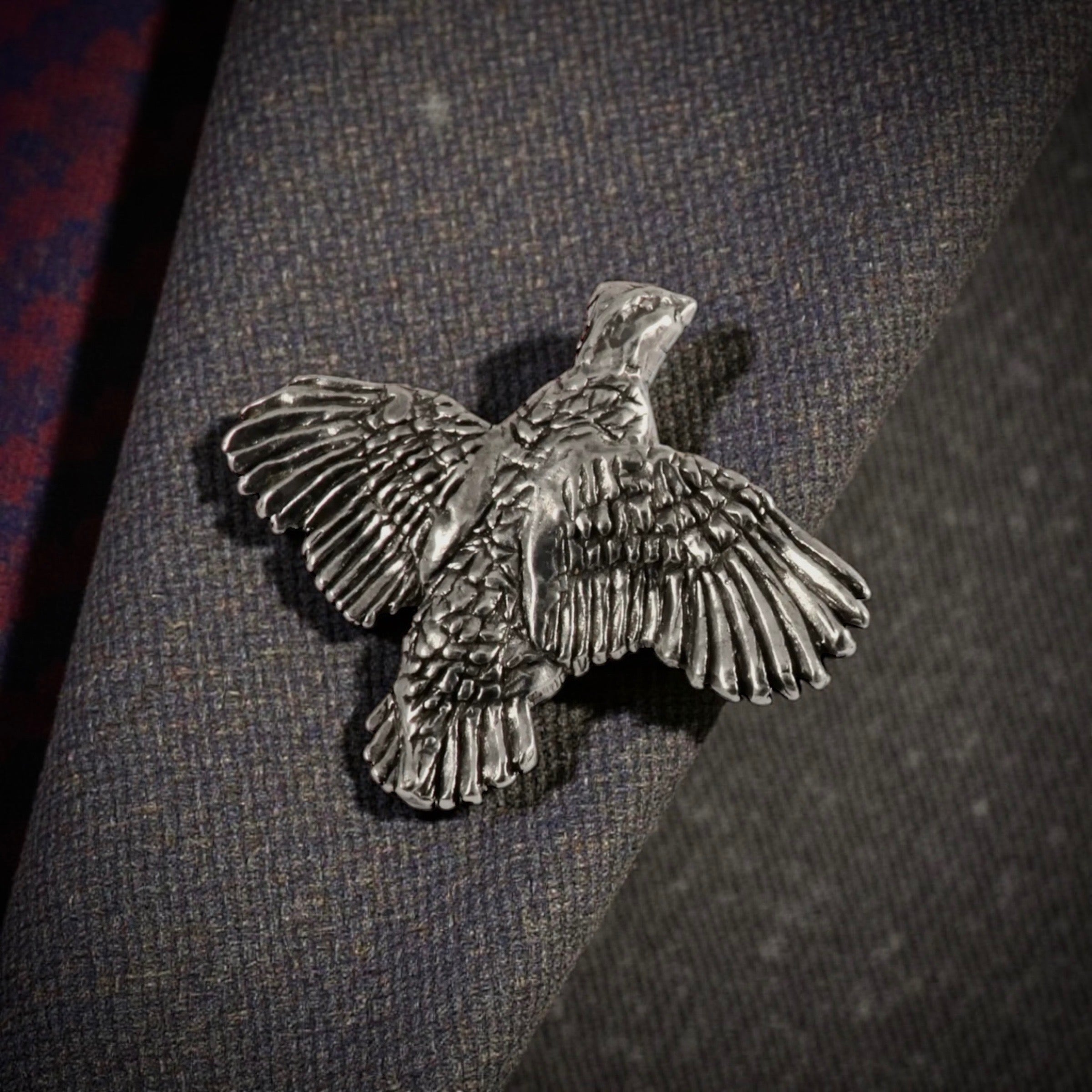 Flying Bobwhite Quail Pewter Lapel Pin