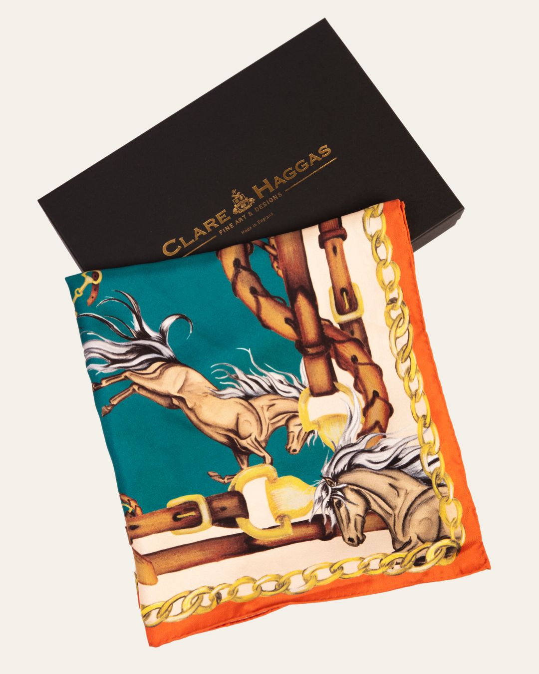 Rearing To Go - Teal & Rust Large Square Scarf