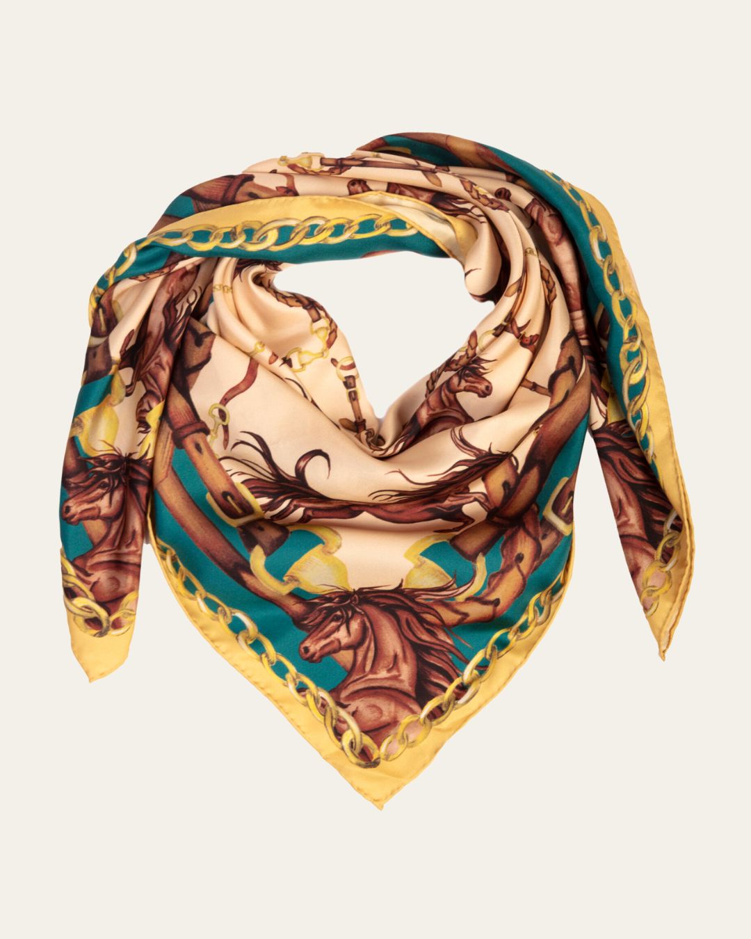 Rearing to go - Oyster & Teal Large Square Scarf