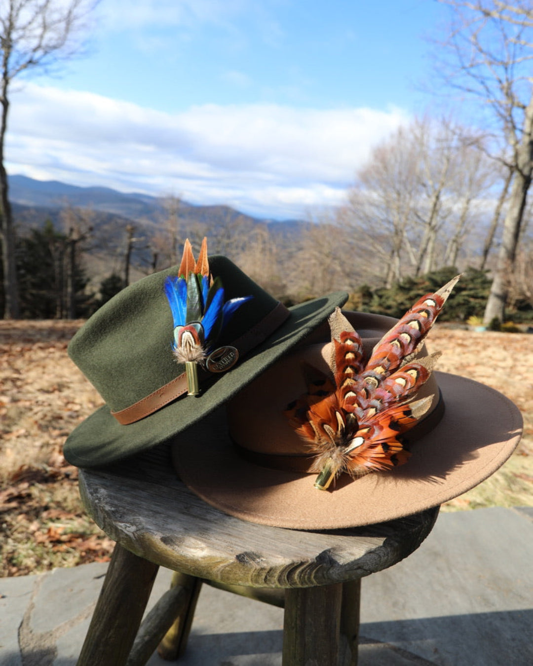 Hunter Green Felt Fedora with Tan Leather Band
