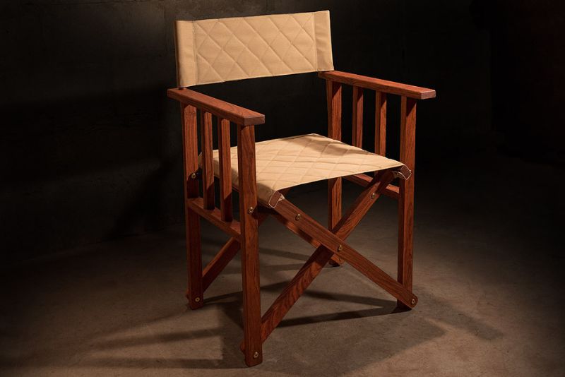 Field Traditions Folding Teak Director's Chair - Ripstop Sand Color