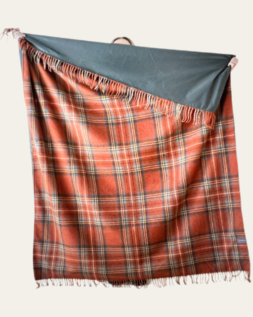 Recycled wool picnic blanket in Stewart Royal Antique Tartan with carrier