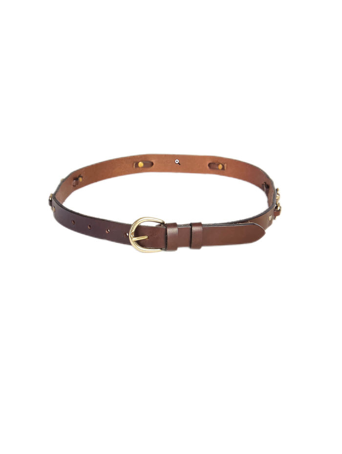 Elegant equestrian-inspired leather belt with brass London Dee buckle