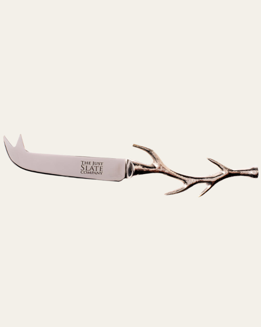 Elegant antler-shaped cheese knife presented in a black gift box, perfect for gifting
