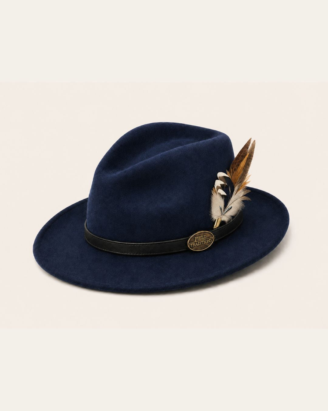 Navy Blue Fedora with Black Leather Band