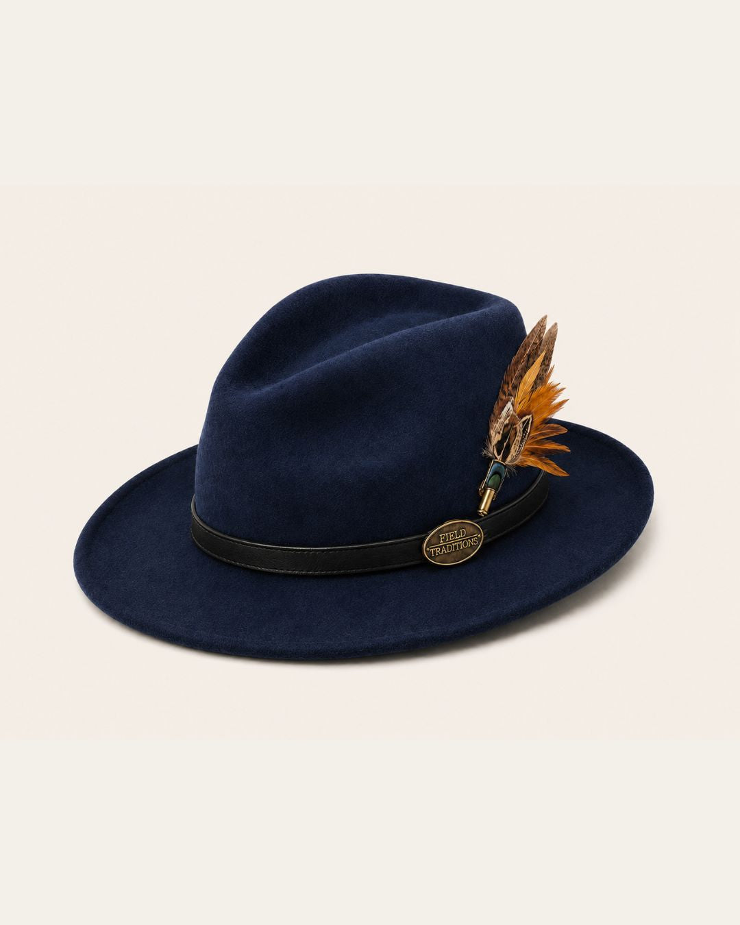 Navy Blue Fedora with Black Leather Band