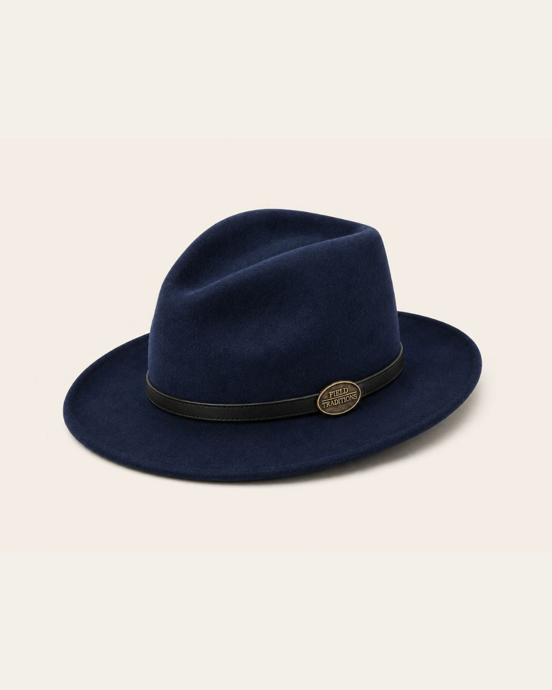 Navy Blue Fedora with Black Leather Band