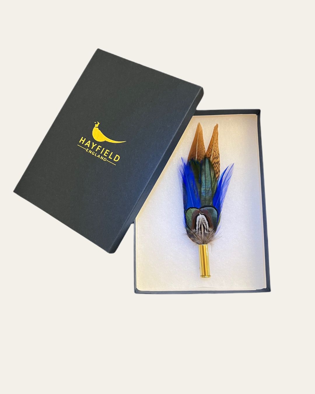 Small Feather Pin - Two Tail Hackle Green & Blue