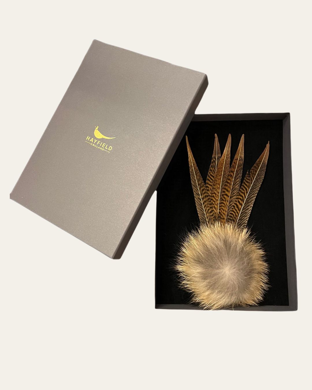 Large Pom Pom Feather Pin in Handcrafted Cartridge