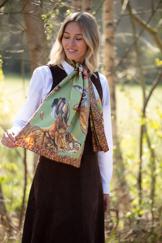 A Head of the Game Fern Classic Pure Silk Scarf