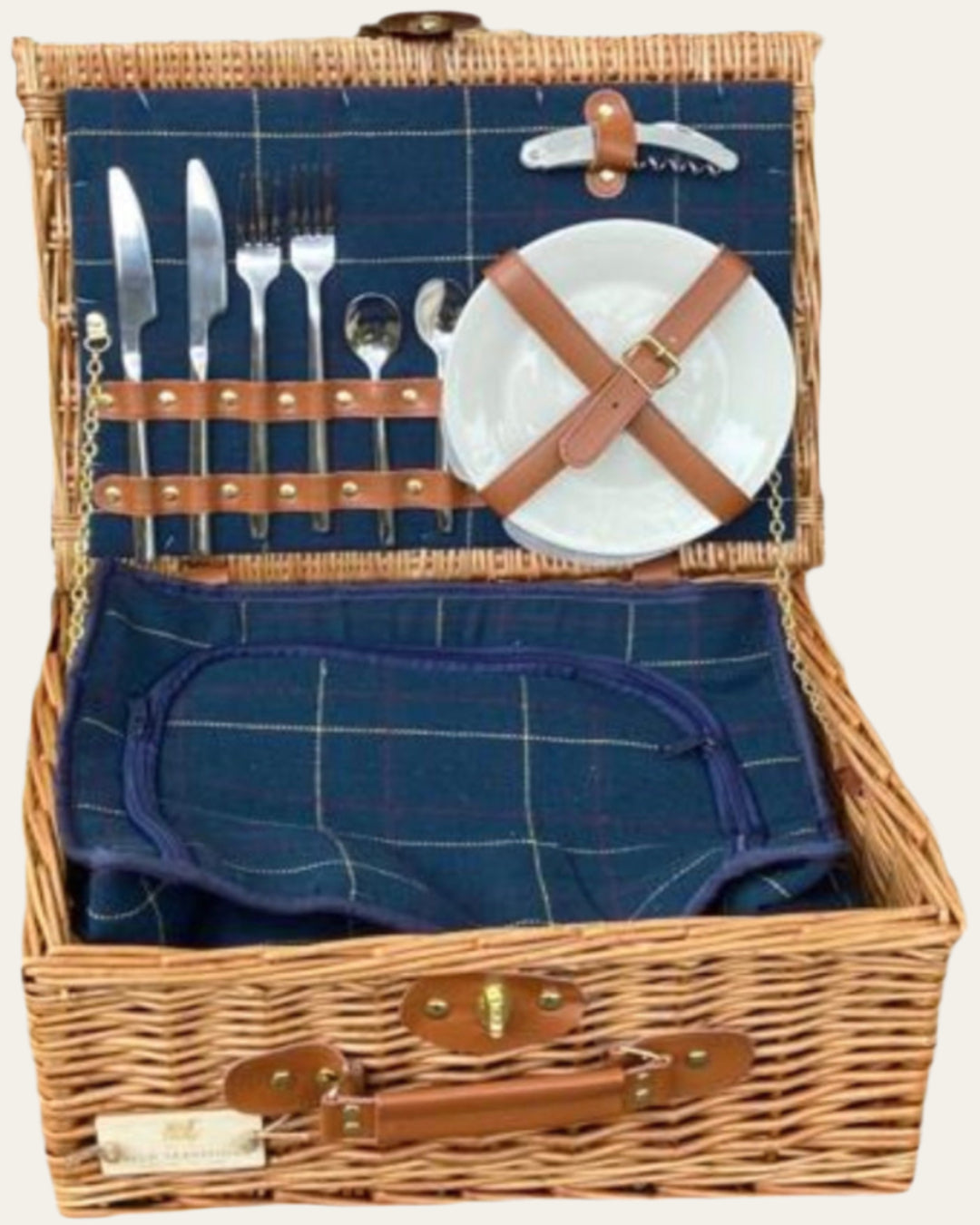 2 person Blue Tartan Picnic Hamper
