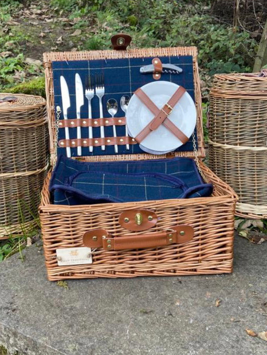 2 person Blue Tartan Picnic Hamper