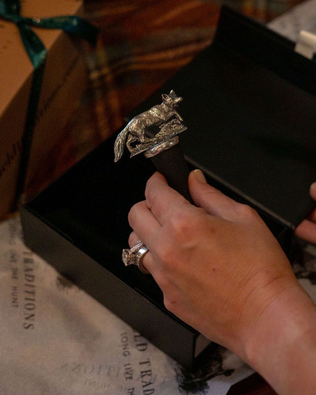 Pewter Running Fox Wine Bottle Stopper