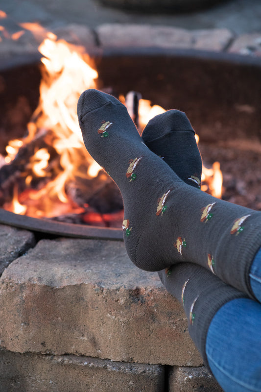 Duck Motif Socks - Charcoal - Unisex