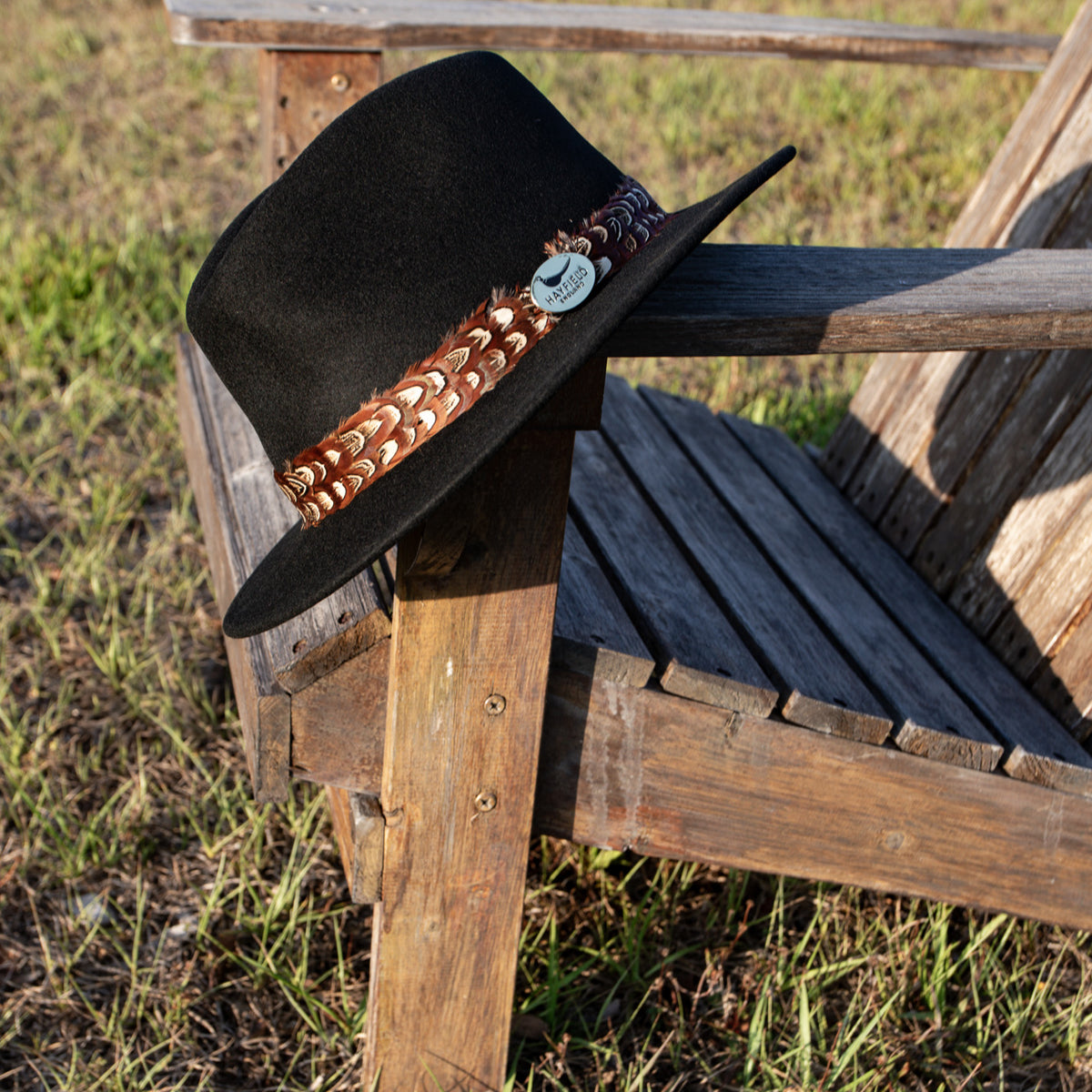 Black Fedora Hat with Pheasant Feather Band