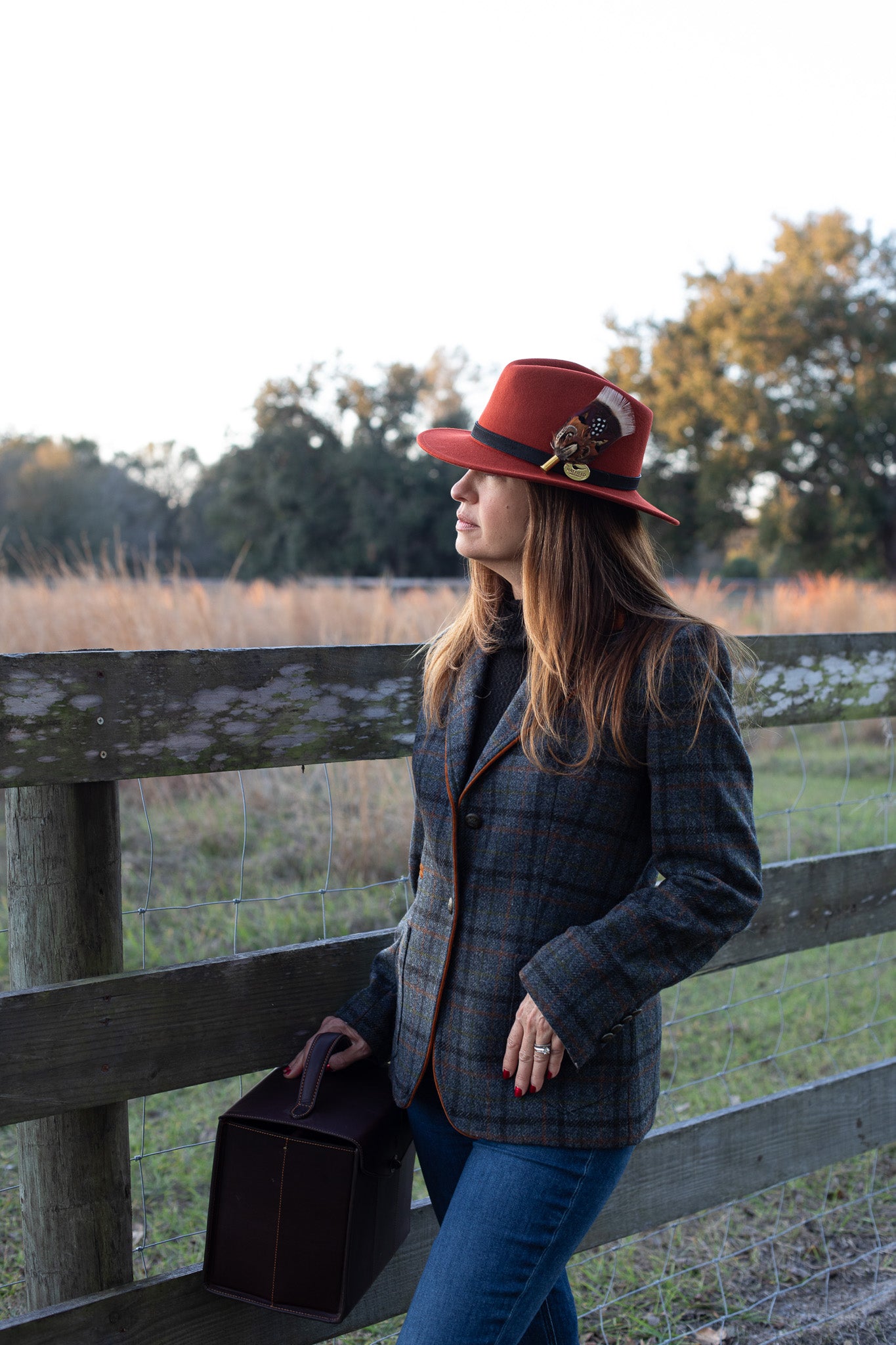 Rust Fedora with Black Leather Band