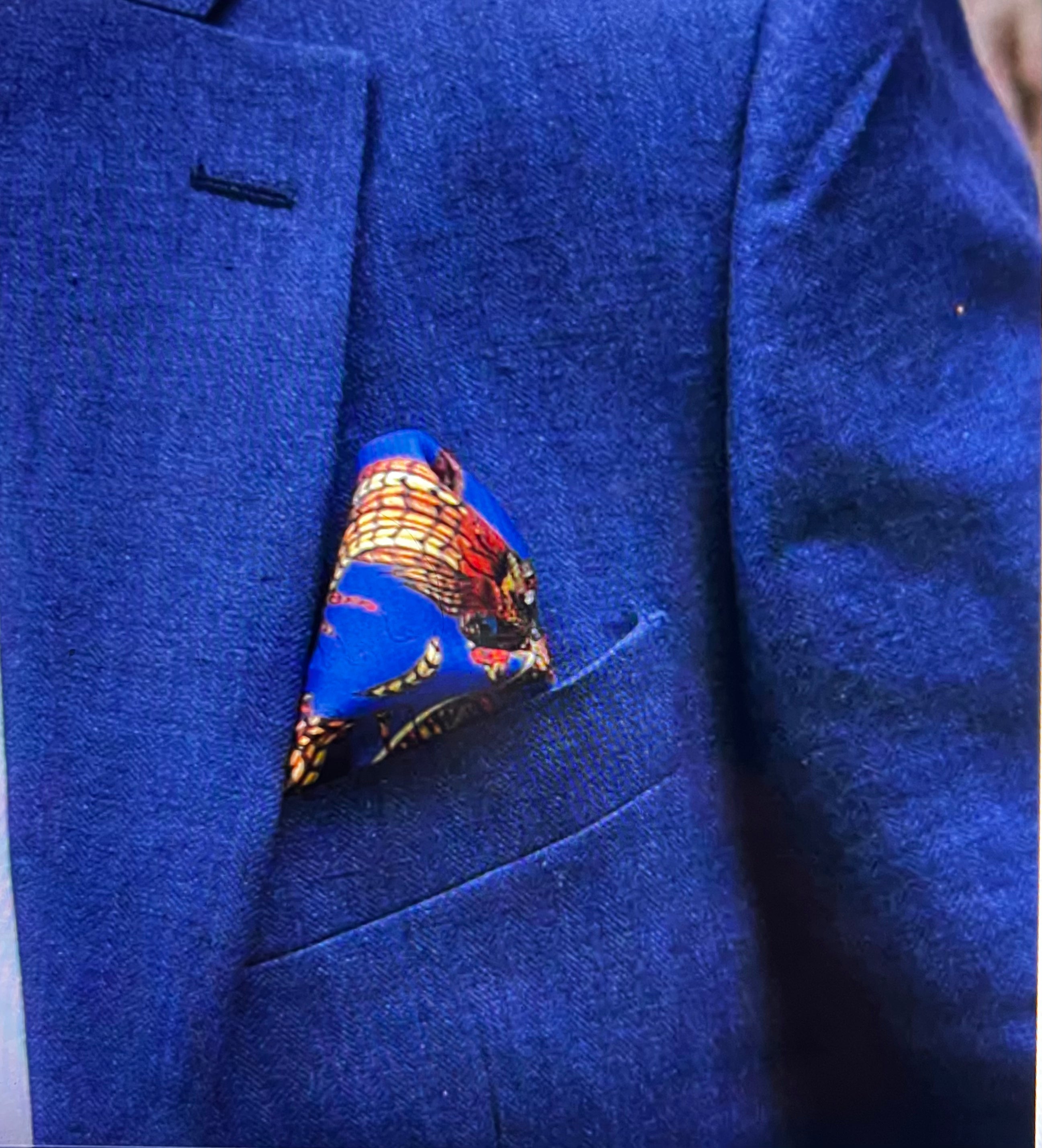 Bruce Admiral Blue Silk Pocket Square