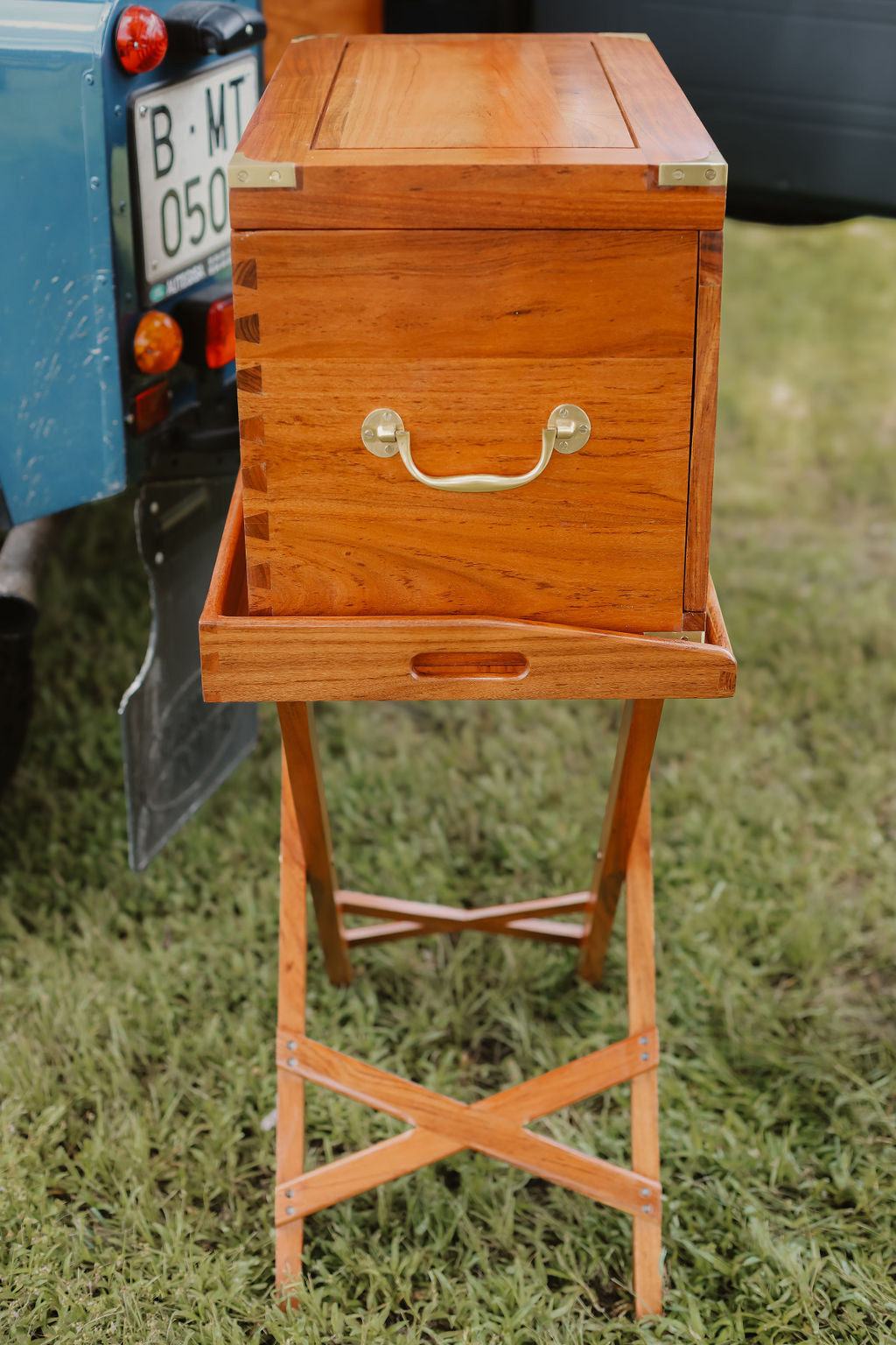 Handcrafted Campaign Field Bar in African Hardwood