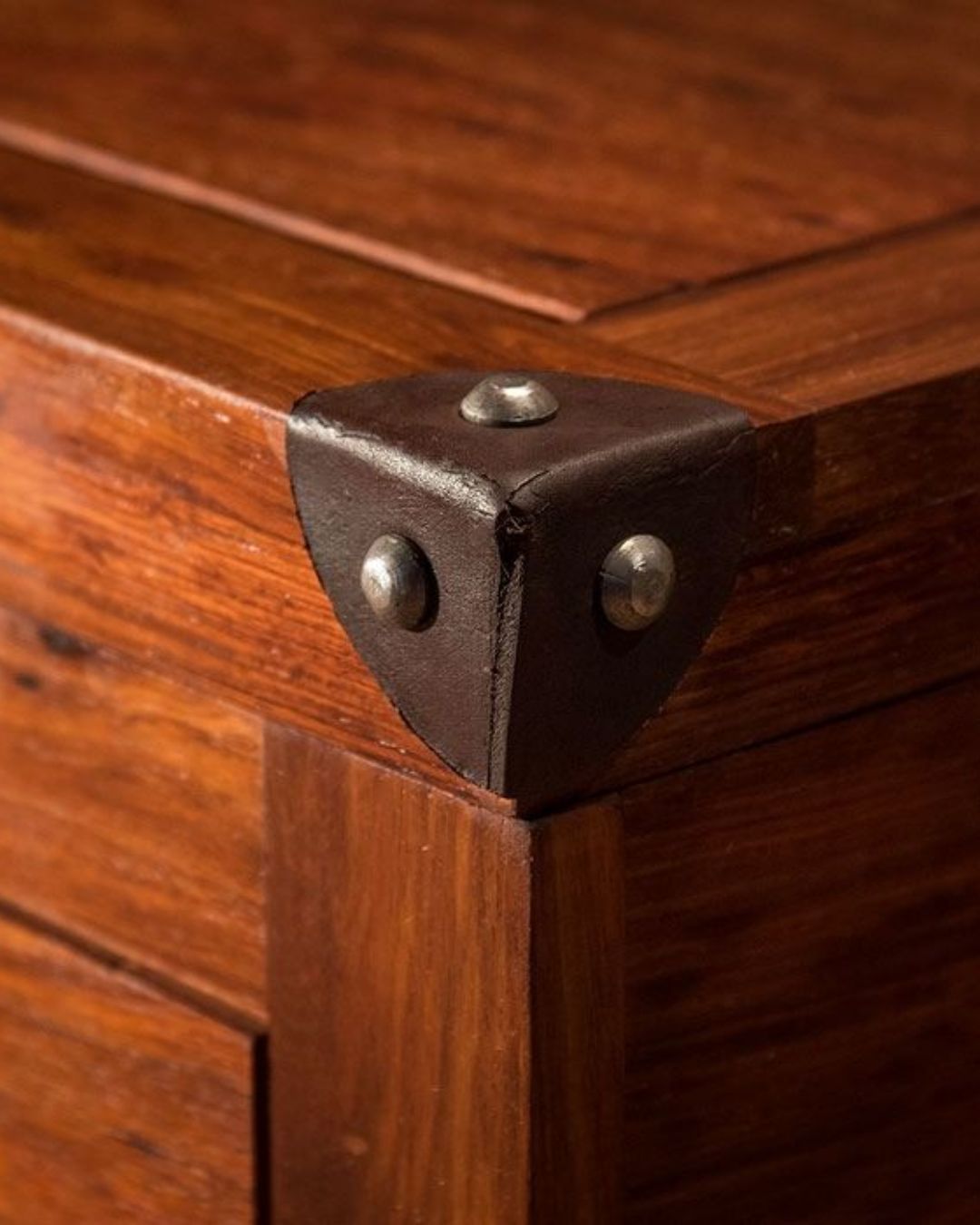 Detail of Zambezi teak construction and traditional campaign furniture joinery