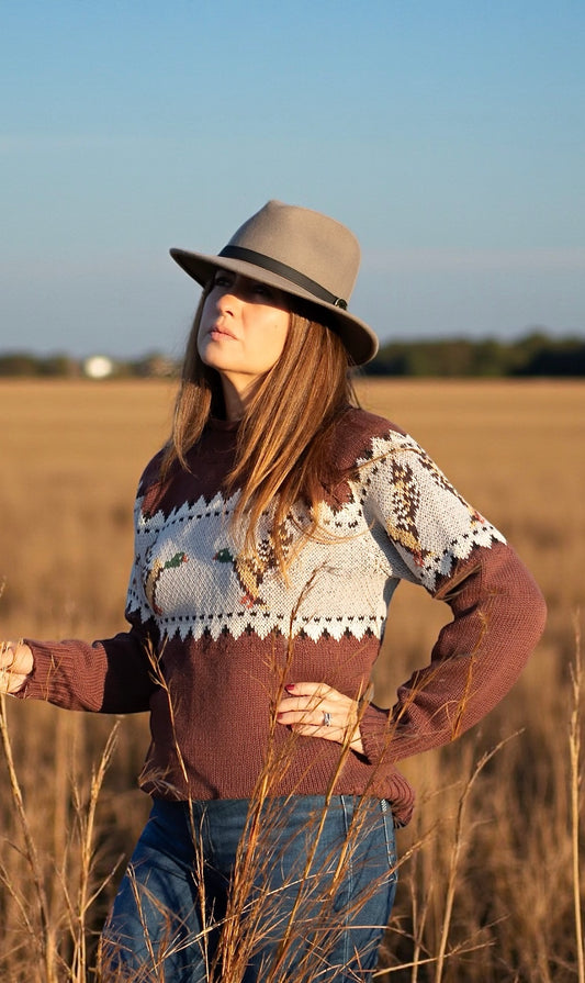 Grey Fedora Hat with Black Leather Band
