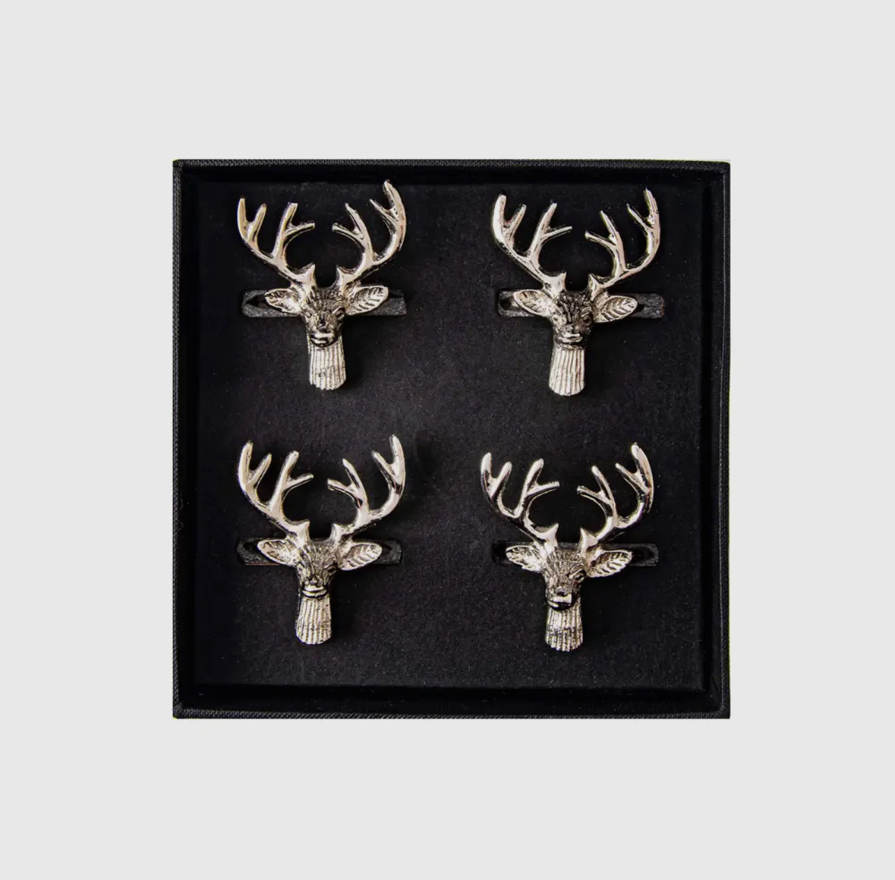 Four Stag Napkin Rings - Stainless Steel