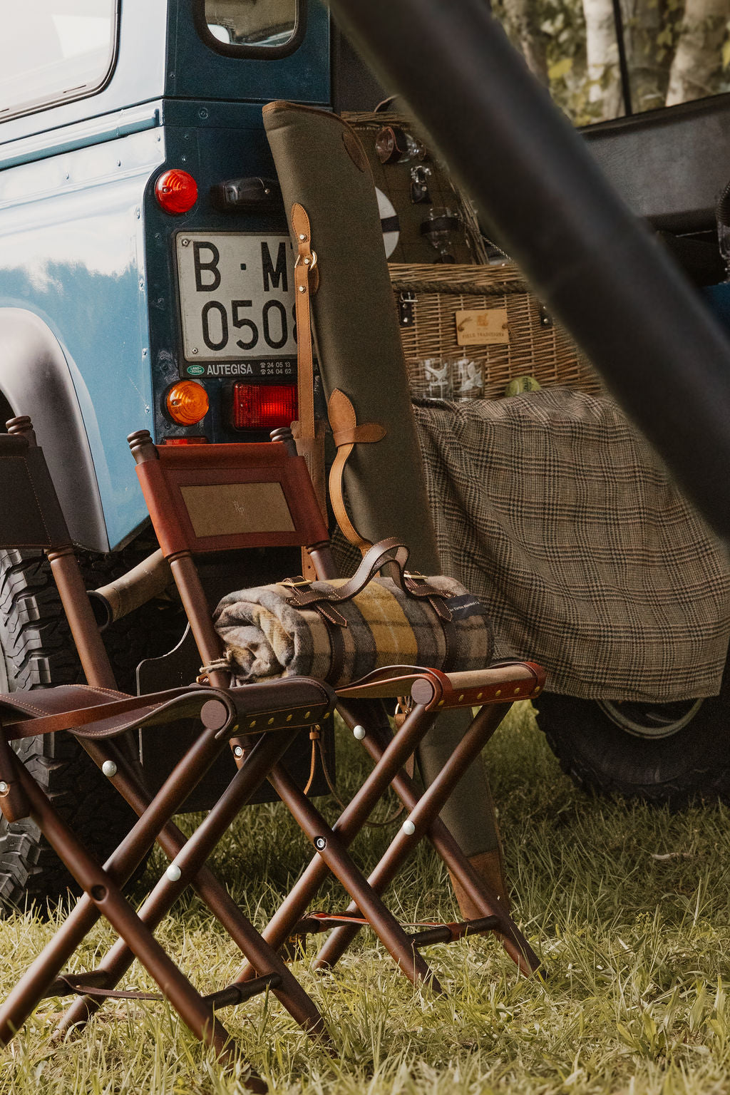 Eco-friendly picnic blanket in Buchanan tartan with water-resistant backing