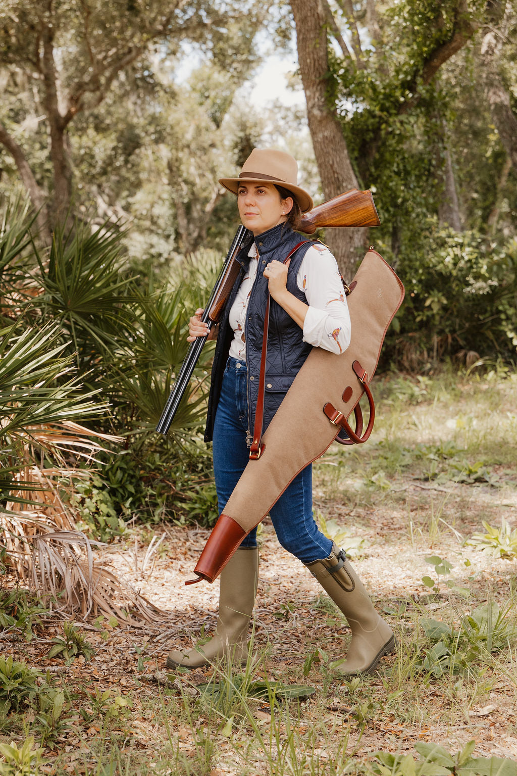 Handcrafted Canvas & Leather Rifle Slip with Scope Protection and Sheepskin Lining