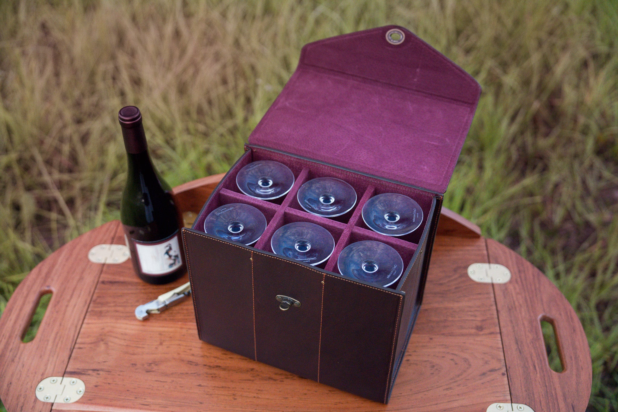 Leather Wine Glass Carrying Case