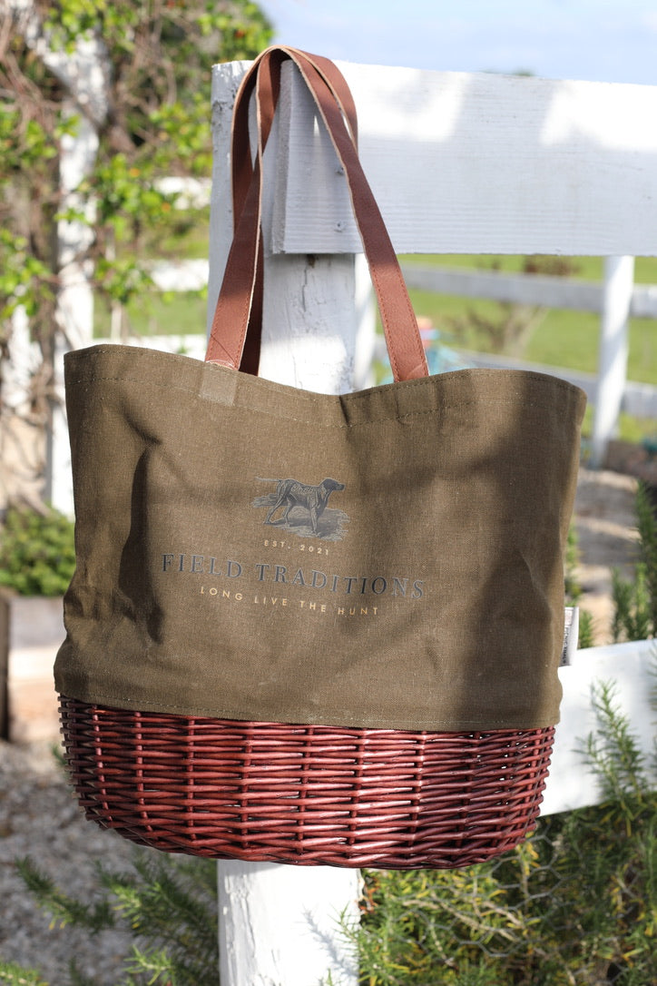 Olive Canvas Tote with Willow Accents