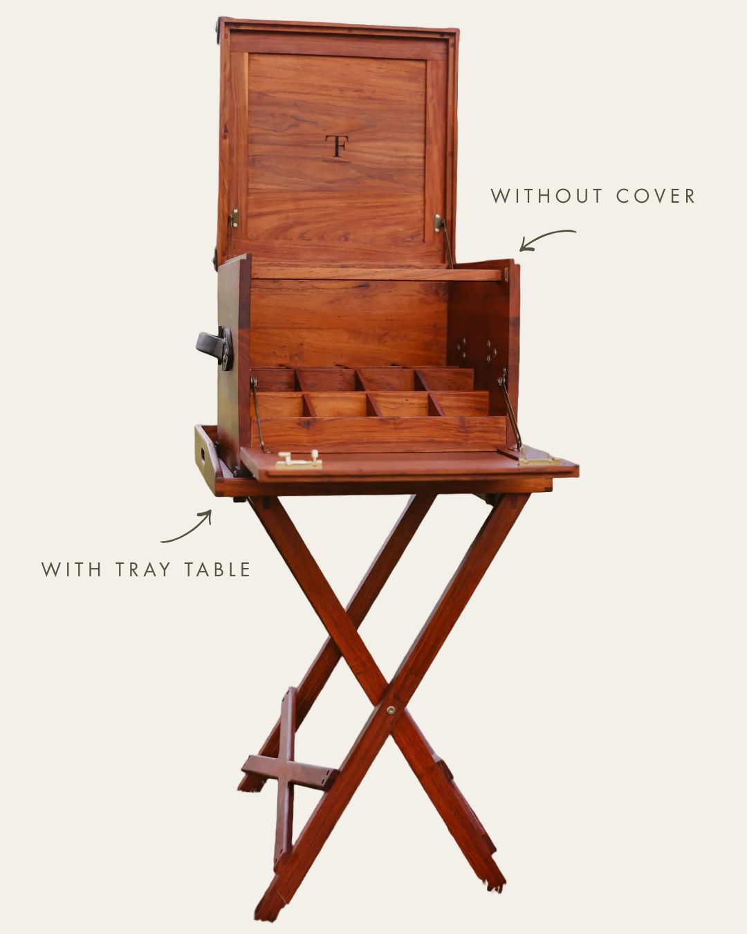 Safari field bar with safari harness leather handles and brass hardware